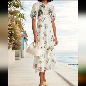 White Printed Midi Dress